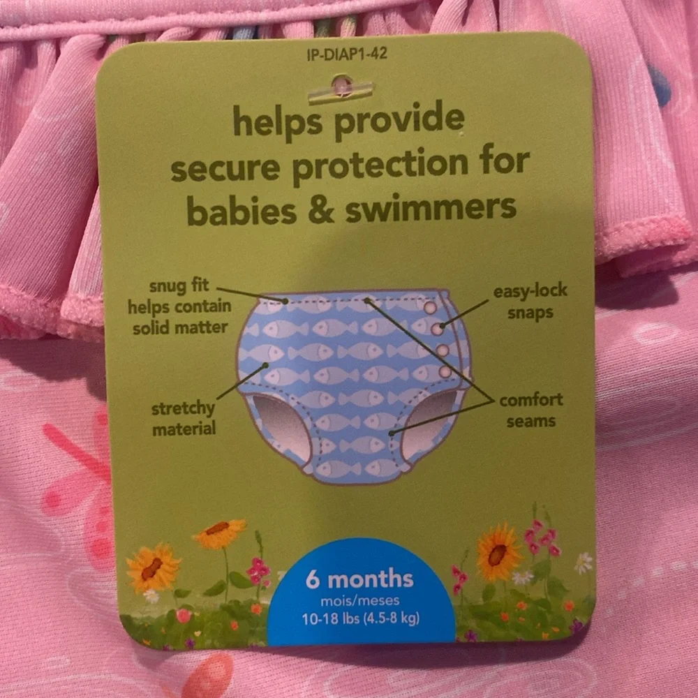NWT I play by Green Sprouts 2 pc Tankini w/ Snap Reusable Swim Diaper Size 6M